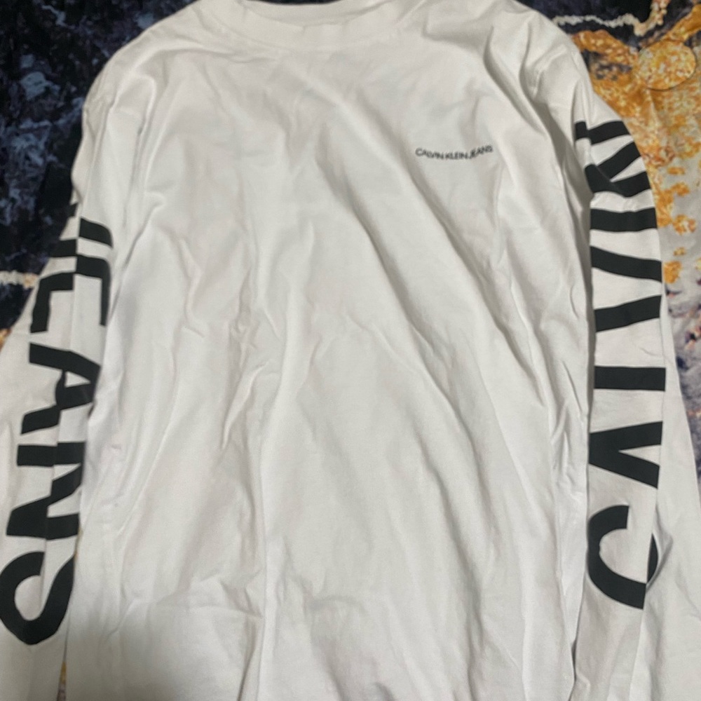 White with black long sleeve